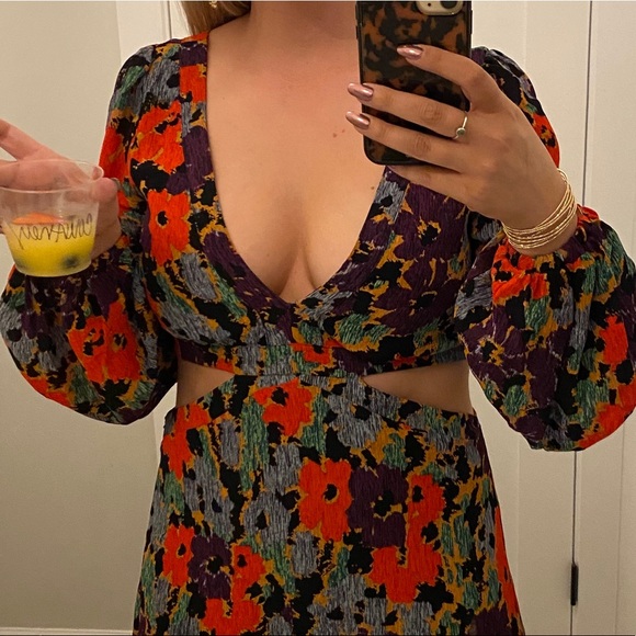 Afrm Lowell Long Sleeve Floral Dress 